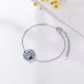 TOUPOP Sterling Silver Blue Crystal Tree Of Life Family Initial Letter Anklet Bracelet-0-4