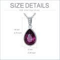wholesale 925 Sterling Silver Purple Garnet & Cubic Zirconia Pear Drop Pendant Necklace for Women's Gifts-0-2