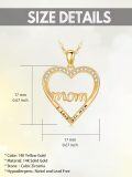 wholesale 14K Solid Gold & Moissanite Heart Necklace for Mom - I Love You Mom Pendant, 17mm, 16 Rolo Chain, Mother's Day Gift for Women-0-4
