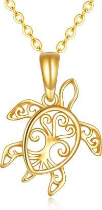 wholesale 14K Gold Turtle Necklace - Hypoallergenic Nickel-Free Real Gold Pendant, 1.3g 0.75 Charm, Adjustable Chain, Gift for Women Mom Wife Grandma-Turtle