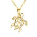 wholesale 14k Gold Turtle Pendant Necklace Wholesale With Swirl Design-0-0