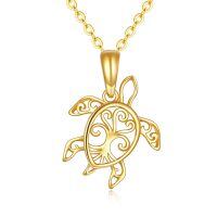 wholesale 14k Gold Turtle Pendant Necklace Wholesale With Swirl Design-Turtle