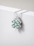 wholesale 925 Sterling Silver Green Crystal Four-Leaf Clover Pendant Necklace Luck Charm Jewelry for Women Girls Gifts 20 Chain-0-3