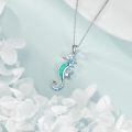 wholesale 925 Sterling Silver Blue Opal Sea Horse Pendant Necklace for Women Girls -0-4