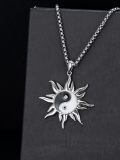 TOUPOP 925 Sterling Silver Eye Of Horus Yin Yang Sun Pendant Necklace-0-4