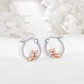 wholesale 925 Sterling Silver Rose Gold Sleeping Fox Hoop Earrings for Women Girls -0-2