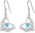 wholesale 925 Sterling Silver Blue Fire Opal Triquetra Trinity Knot Drop Dangle Leverback Earrings for Women Girls - Irish Celtic  Ideas-0-0