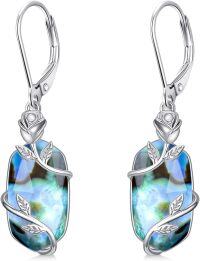 wholesale Sterling Silver Rose Flower Earrings with Natural Gemstone Fine Jewelry Gift for Her-Abalone Shell