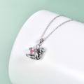 wholesale 925 Sterling Silver Sloth Pendant With Golden Heart Charm Necklace-0-17