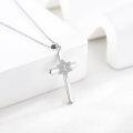 wholesale 925 Sterling Silver Star of David Cross Necklace with Cubic Zirconia Accents-0-3