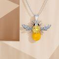 wholesale 925 Sterling Silver CZ Gold Plated Honeycomb Bee Pendant Necklace s for Women Girls Wife-0-8