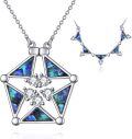 wholesale 925 Sterling Silver Abalone Shell Butterfly Hexagram Pendant Necklace with Chain 45cm Length-0-0