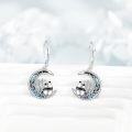 wholesale 925 Sterling Silver Moon & Bamboo Panda Leverback Dangle Earrings for Women Girls  4cm Long-0-3