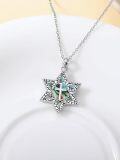 wholesale 925 Sterling Silver Star of David Cross Abalone Shell Pendant Necklace for Men Women s-0-2