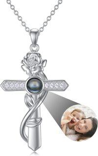 wholesale 925 Sterling Silver 12 Month Birthstone Flower Necklace  Char-06-Jun-Rose+Photo-06-June-Rose