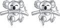 wholesale 925 Sterling Silver Koala Bear Stud Earrings for Women and Girls - Cute Animal  Set-0-0
