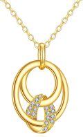 wholesale 14K Gold Cubic Zirconia Twisted Circle Pendant Necklaces for Women Gifts-0-0