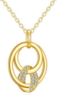wholesale 14K Gold Cubic Zirconia Twisted Circle Pendant Necklaces for Women Gifts-oval necklace