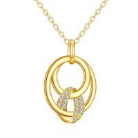 wholesale 14K Gold Cubic Zirconia Twisted Circle Pendant Necklaces for Women Gifts-oval necklace