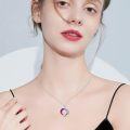 wholesale 925 Sterling Silver Rainbow Crystal Round Triple Goddess Glowing Moon Phase Pendant Necklace for Women-0-3