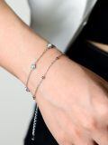 wholesale 925 Sterling Silver Heart Crystal Blue Chain Bracelet Wholesale For Women-0-3
