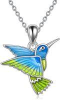 wholesale Sterling Silver Sterling Silver Flower Bird Pendant Necklace Hummingbird Cardinal Gift for Women-0-0