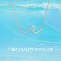 wholesale Gold 925 Sterling Silver Ocean Wave Pendant Necklaces Minimalist Chain Beach  for Women-0-25