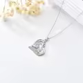 TOUPOP Sterling Silver Pigeon Heart Pendant Mother Daughter Necklace-0-4