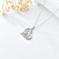 TOUPOP Sterling Silver Pigeon Heart Pendant Mother Daughter Necklace-0-4