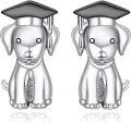 wholesale 925 Sterling Silver Dog with Graduation Cap Stud Earrings - Unique Gift Idea for Her-0-0