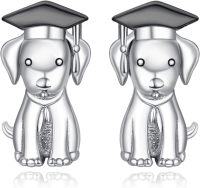 wholesale 925 Sterling Silver Dog with Graduation Cap Stud Earrings - Unique Gift Idea for Her-Dog