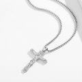 wholesale 925 Sterling Silver Crucifix Cross Jesus Christ Pendant Necklace for Men Women Catholic  48cm Chain Length-0-1