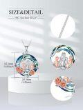 wholesale 925 Sterling Silver Blue Crystal Mother & Child Pendant with Pink Roses - Perfect Gift for Mom-0-12