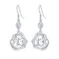 TOUPOP Sterling Silver Crystal 13th Heart Drop Dangle Earrings-0-0