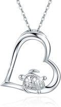 wholesale 925 Sterling Silver Heart with Sea Turtle Pendant Necklace Gift for Women-0-0