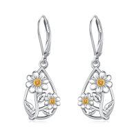 wholesale 925 Sterling Silver Daisy Drop Earrings Wholesale With Citrine Stones-A-Daisy