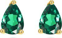 wholesale 14K Gold Emerald Pear-Shaped Stud Earrings for Women - Birthday & Christmas Gifts-Green Emerald Teardrop