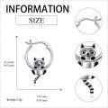 wholesale 925 Sterling Silver Raccoon Cat Charm Hoop Earrings  for Women Girls-0-4