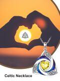 TOUPOP Sterling Silver Crystal Celtic Birthstone Trinity Knot Pendant Necklace-0-4