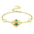 wholesale 925 Sterling Silver & Zircon Claddagh Bracelet for Women - 16mm Irish Jewelry Gift with Green Heart-0-0