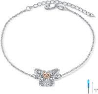wholesale 925 Sterling Silver Butterfly Heart Charm Memorial Bracelet with Funnel and Screwdriver Tool Set-Butterfly Urn Bracelet