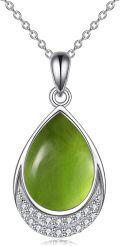 wholesale Sterling Silver Moonstone Cubic Zirconia Teardrop Pendant Necklace-0-19