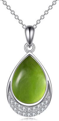 wholesale Sterling Silver Moonstone Cubic Zirconia Teardrop Pendant Necklace-O-Peridot