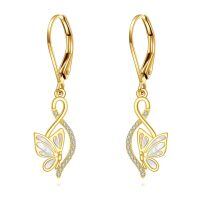 wholesale 14K Gold Opal Butterfly Drop Dangle Lever Back Earrings for Women-Butterfly Earrings