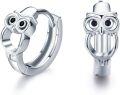 wholesale 925 Sterling Silver Owl Shape Hypoallergenic Hoop Huggie Earrings for Women and Girls-0-0
