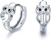 wholesale 925 Sterling Silver Owl Shape Hypoallergenic Hoop Huggie Earrings for Women and Girls-16-Owl