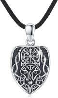 wholesale 925 Sterling Silver Black Onyx Viking Wolf Head Pendant Necklace for Men and Women-0-0