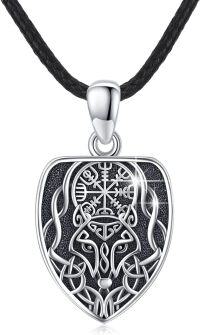 wholesale 925 Sterling Silver Black Onyx Viking Wolf Head Pendant Necklace for Men and Women-Viking Wolf Necklace