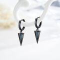 wholesale 925 Sterling Silver Triangle Drop Earring with Blue Stone and Black Spikes for Women's Fashion Jewelry - Punk Style Gifts-0-2