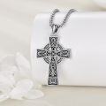 wholesale 925 Sterling Silver Celtic Knot Cross Pendant Necklace with Black Enamel Accents for Men and Women-0-4